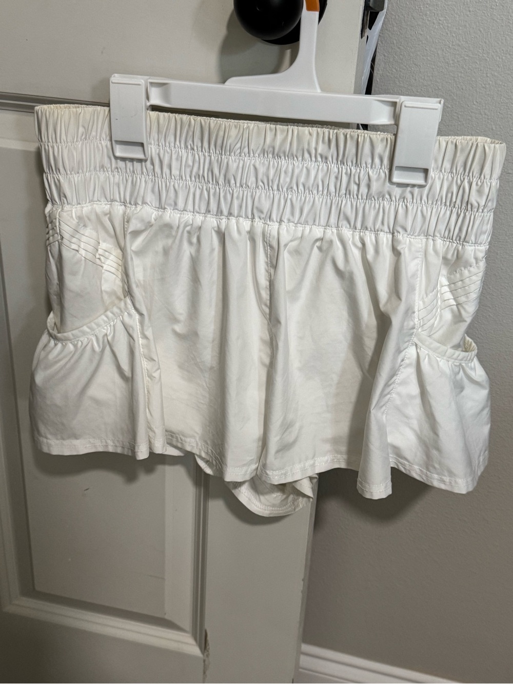 White Free People Movement Women's Elastic Waist Shorts with Side Pockets